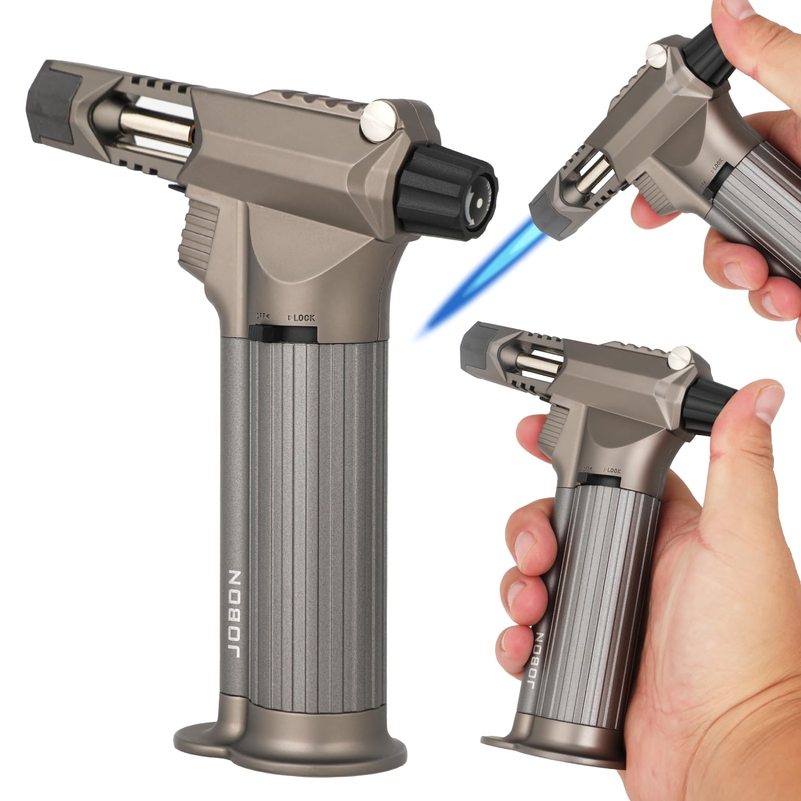 Tutto in metallo, bruciatore professionale da cucina con blocco di sicurezza, fiamma multiuso ricaricabile regolabile, per barbecue all'aperto, cottura