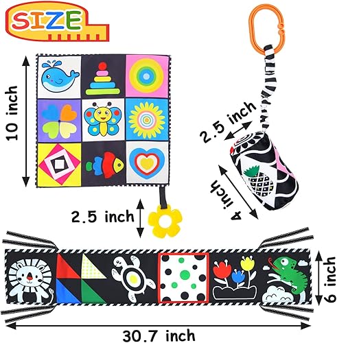 Miniatura 6 de 3 juguetes para bebés de alto contraste en blanco y negro de 0 a 6 meses para recién nacidos juguetes sensoriales para bebés de 0 3 4 6 9 12 meses