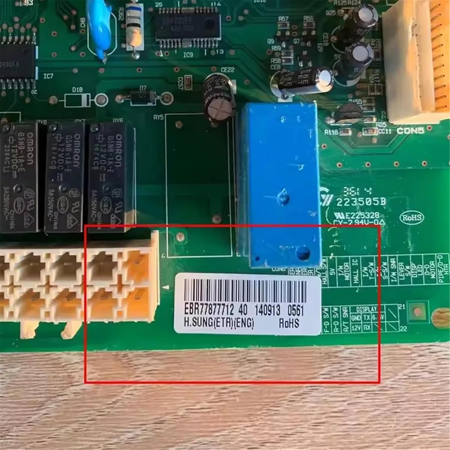 Refrigerator Motherboard, PCB Control Board, Model Number EBR77877712,