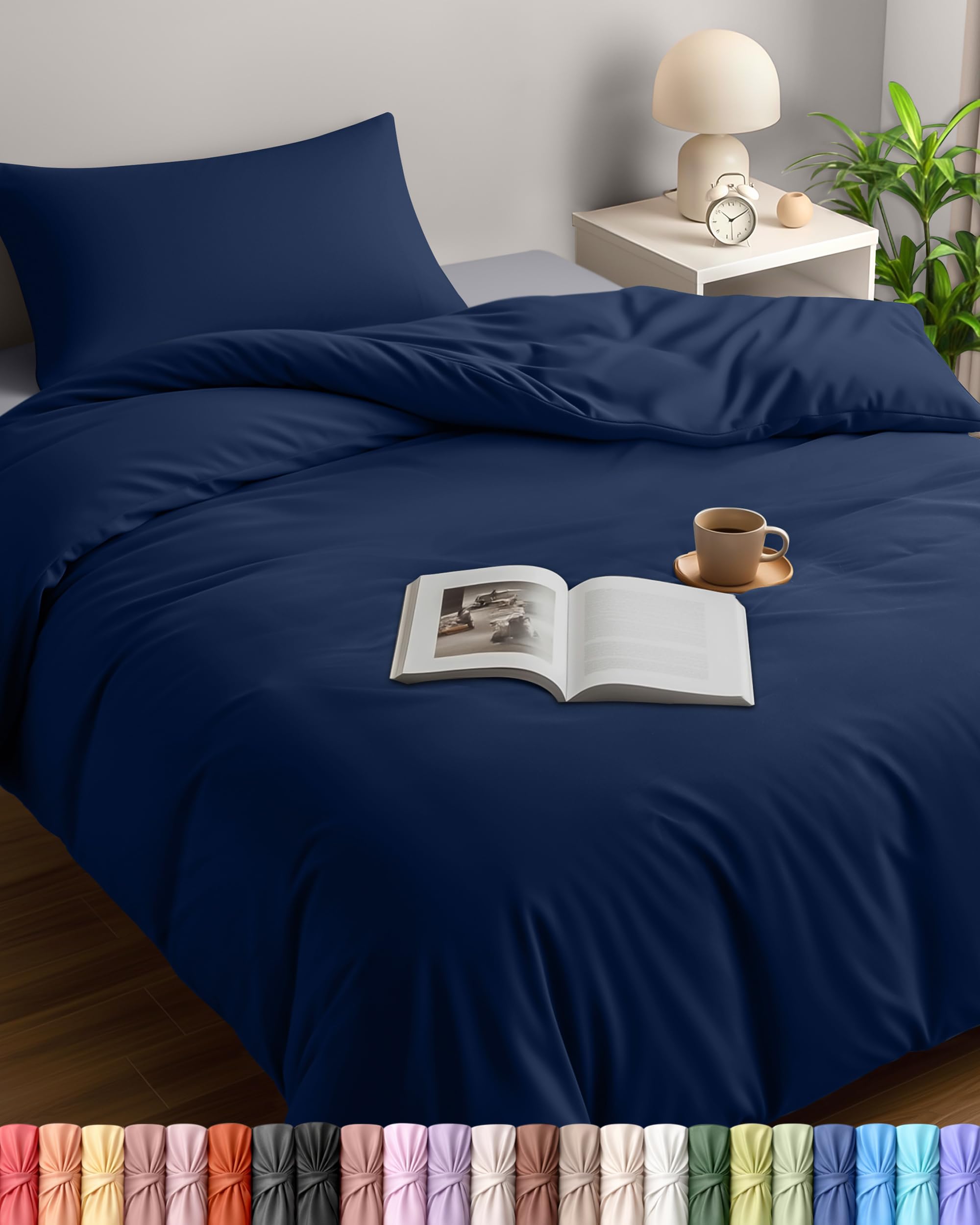 Utopia Bedding Single Duvet Cover Sets - Soft Microfibre Polyester Duvet Cover with Pillow case - Bedding Quilt Cover Set (Navy)