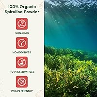 Vista 4 de Polvo de espirulina orgánica de 8 onzas, sin OMG, sin gluten, vegano, proteína a base de plantas, rica en hierro, espirulina en polvo para batidos