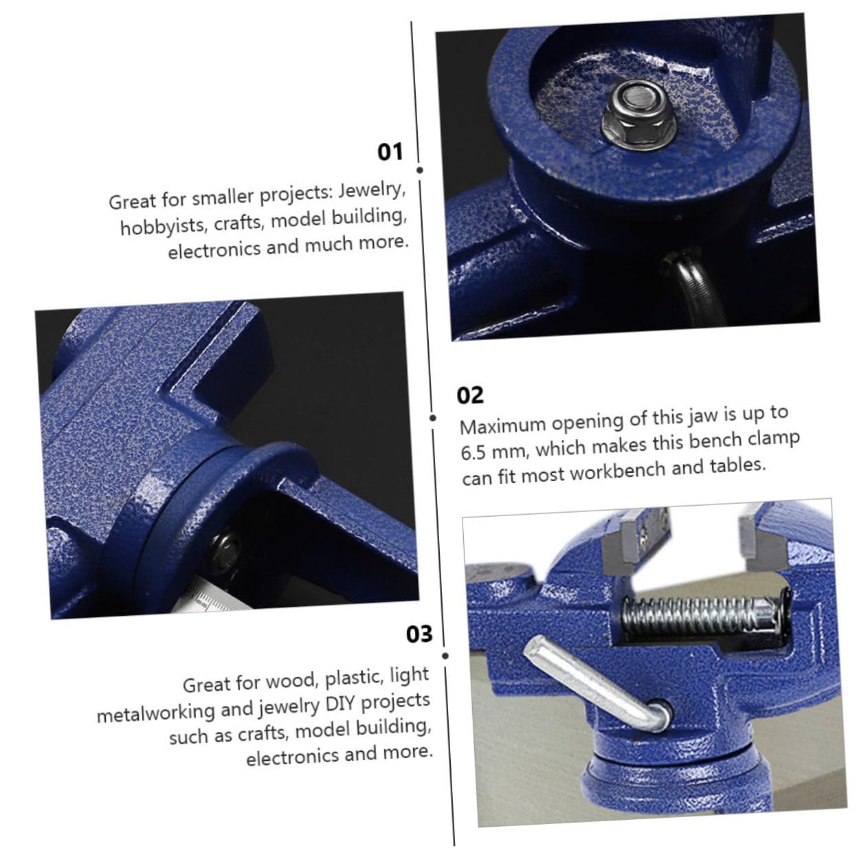 Étau de Table Pivotant Multifonction Bleu en Fer et Acier pour Atelier