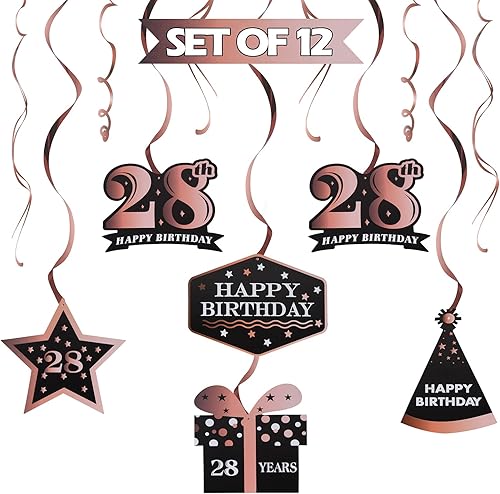 Miniatura 144 de LINGTEER Happy 65th Birthday Decorations Set - 12Pcs Black & Gold Swirls Streamer,Happy Birthday Bunting Banner,Cheers to 65 Years Old Bday Party