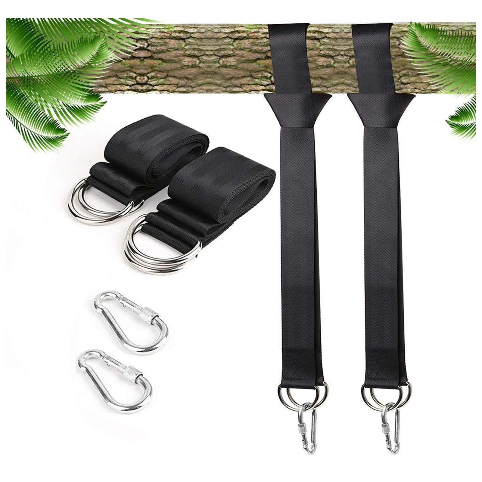 Cinghie Per Amaca - 2 Pezzi Da 2m, Con Moschettoni, Per Esterno, Capacità 300kg - Foto 12