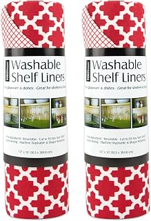 DII Fridge & Shelf Liner Collection Non-Adhesive, Cut to fit, Machine Washable, 12x20, Tango Red, 2 Piece