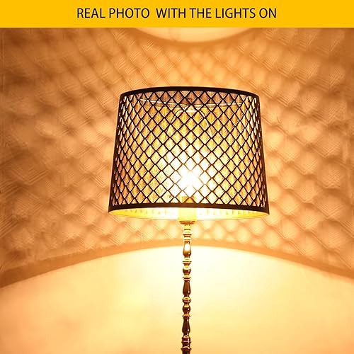 Miniatura 4 de Pantalla grande con proceso de grabado de metal, pantallas grandes ALUCSET Drum para lámpara de mesa y luz de pie, diseño de flecha, 12 x 14 x 10