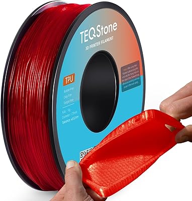 17 – TEQStone TPU Filament 1.75mm Red 1Kg Spool 95A Flexible Soft 3D Printer Filament Consistent Diameter +/-0.03mm in Vacuum Package