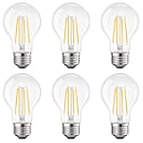 Vintage A19 LED Light Bulbs 100 Watt Equivalent, 1600 Lumens, 3000K Soft White, Dimmable Edison Light Bulbs, 12W, Damp Rated, UL Listed, Clear Glass Filament Bulb, E26 Medium Base (6 Pack)
