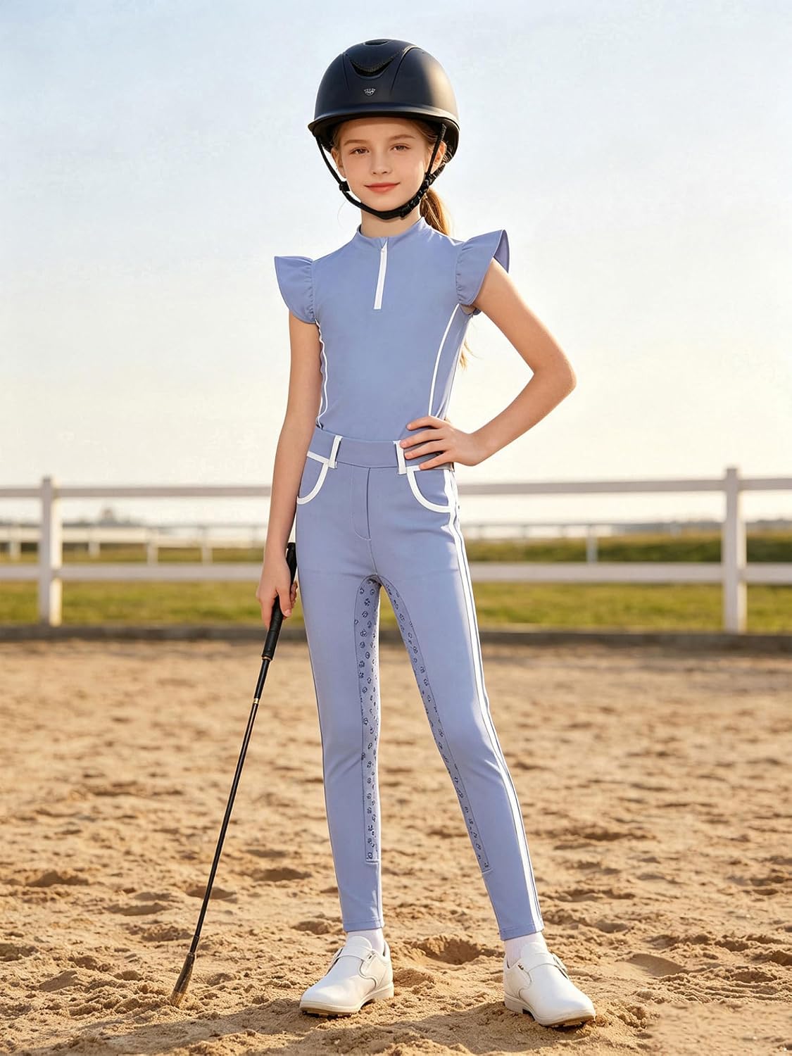 Kids Equestrian Shirt and Breeches Adventure Outerwear Dusty Blue 12 Years