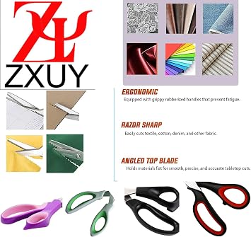 5MM Pinking Shears for Fabric, Stainless Steel Handled Professional Dressmaking Sewing Scissors Zig Zag Fabric Craft Scissors (Sawtooth Black)