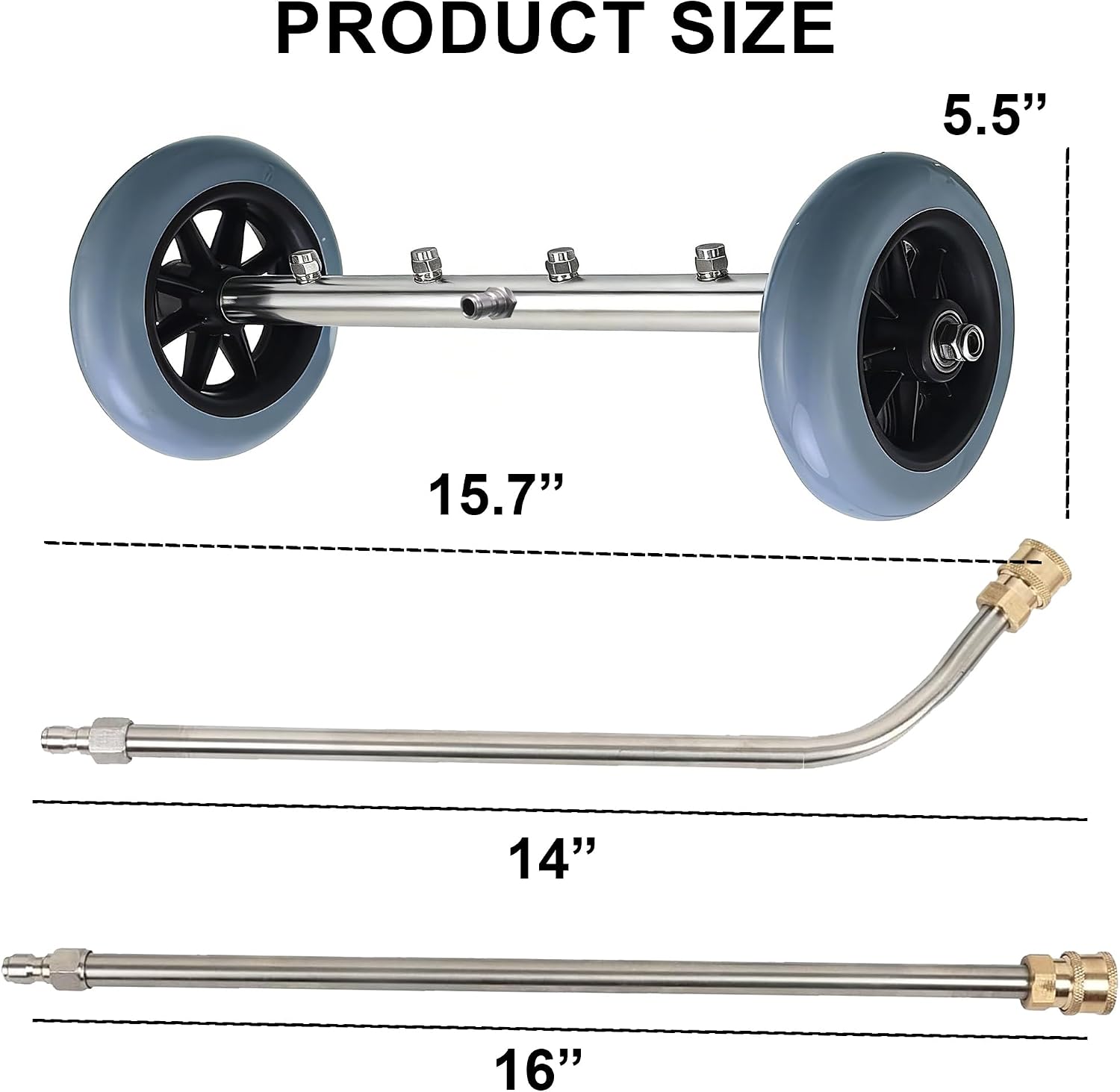 Hourleey Pressure Washer Undercarriage Cleaner, 16 Inch Power Washer Surface Cleaner, Undercarriage Water Car Broom Attachment with Extension Wand, 4000 PSI