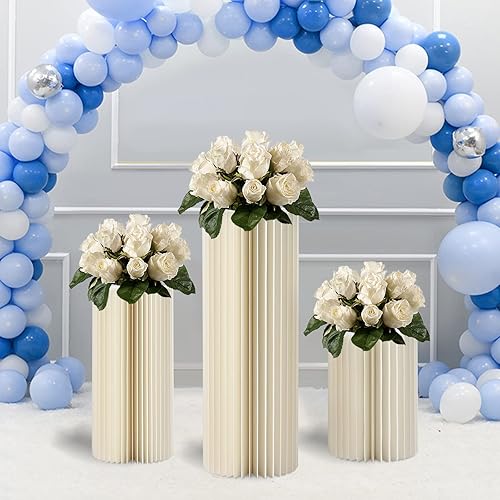 Miniatura 2 de Centros de mesa de boda, jarrones de cartón, exhibición de columnas plegables con tapa de PVC, jarrón de flores, soporte de flores, cilindro de mesa