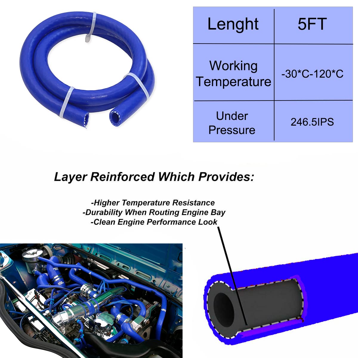 10mm 3/8" ID Vacuum Silicone Hose Racing Line Pipe Tube 3 Feet Per Ord - Foto 7