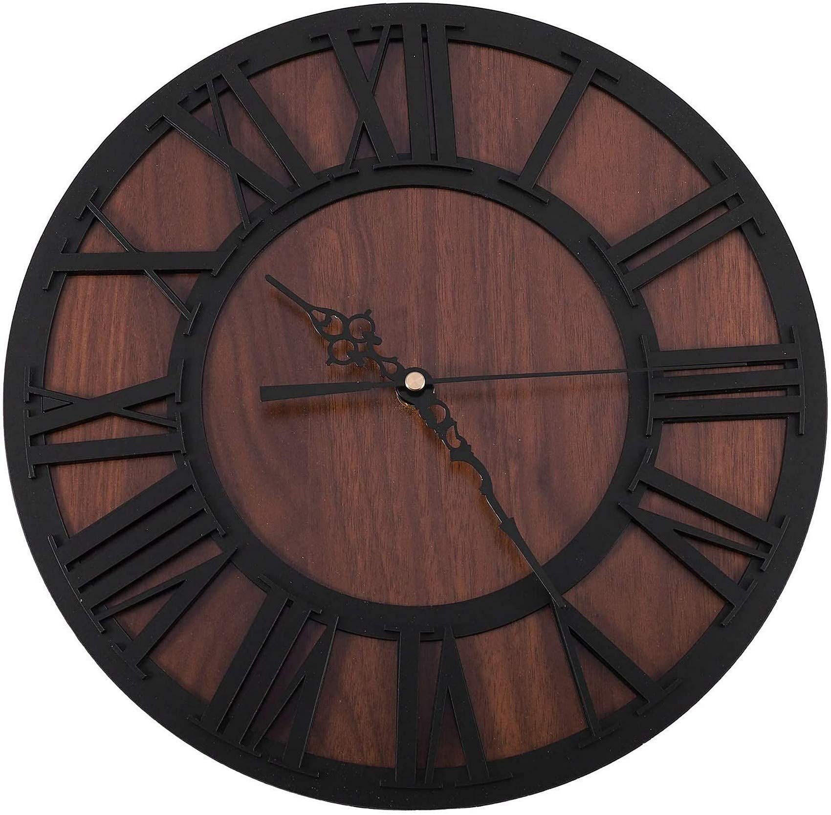 Horloge murale mécanisme vintage silencieux et numérique en bois pour un décor sans bruit