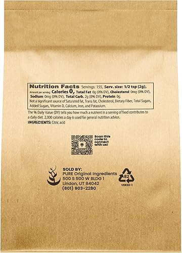 Miniatura 5 de PURE ORIGINAL INGREDIENTS Paquete de ácido málico y ácido cítrico, grado alimenticio, sabor agrio