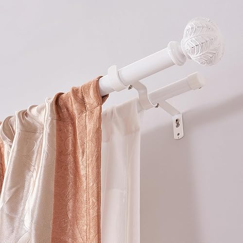 Miniatura 2 de WL.Rocaille - Barras de cortina dobles de 1 pulgada para ventanas de 48 a 84 pulgadas, juego de barras de cortina dobles telescópicas con tapa de