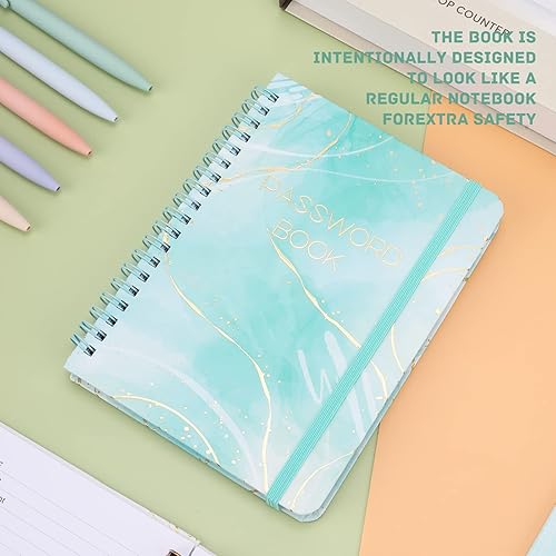 Miniatura 6 de Libro de contraseñas con pestañas alfabéticas - Cuaderno de contraseñas en espiral para Internet y computadora, registro de sitios web, nombres de