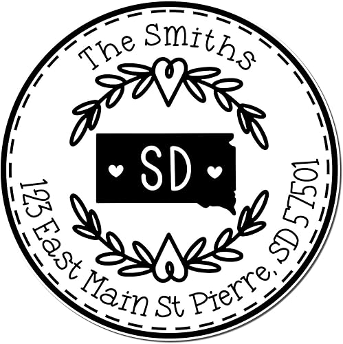 Miniatura 353 de Round State Love - Sello de dirección de devolución para Texas, uso con almohadilla de sello, mango de madera, sello de dirección de Texas