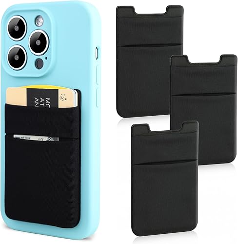 Tarjetero para teléfono celular para la parte posterior del teléfono (para funda de silicona líquida), adhesivo elástico para tarjeta de