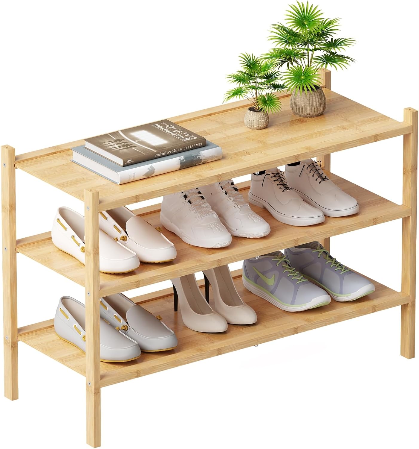 FIFOR Zapatero Plegable De Bambú De 6 Niveles Estante Multifuncional Para Zapatos Organizador De Zapatos Independiente Para Pasillo Bano Sala De