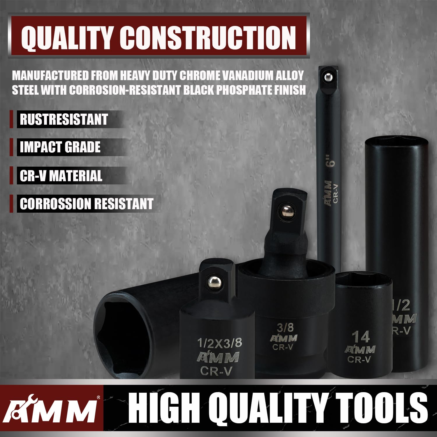 AMM 48-Piece Impact Socket Set - CR-V, SAE & Metric -3