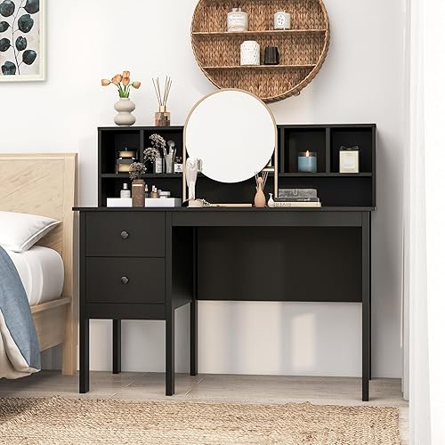 Miniatura 9 de COSTWAY Writing Desk with USB Charging Ports & Power Outlets, 48" Computer Desk with Drawers & 5-Cubby Hutch, Study Table Computer Work Station for