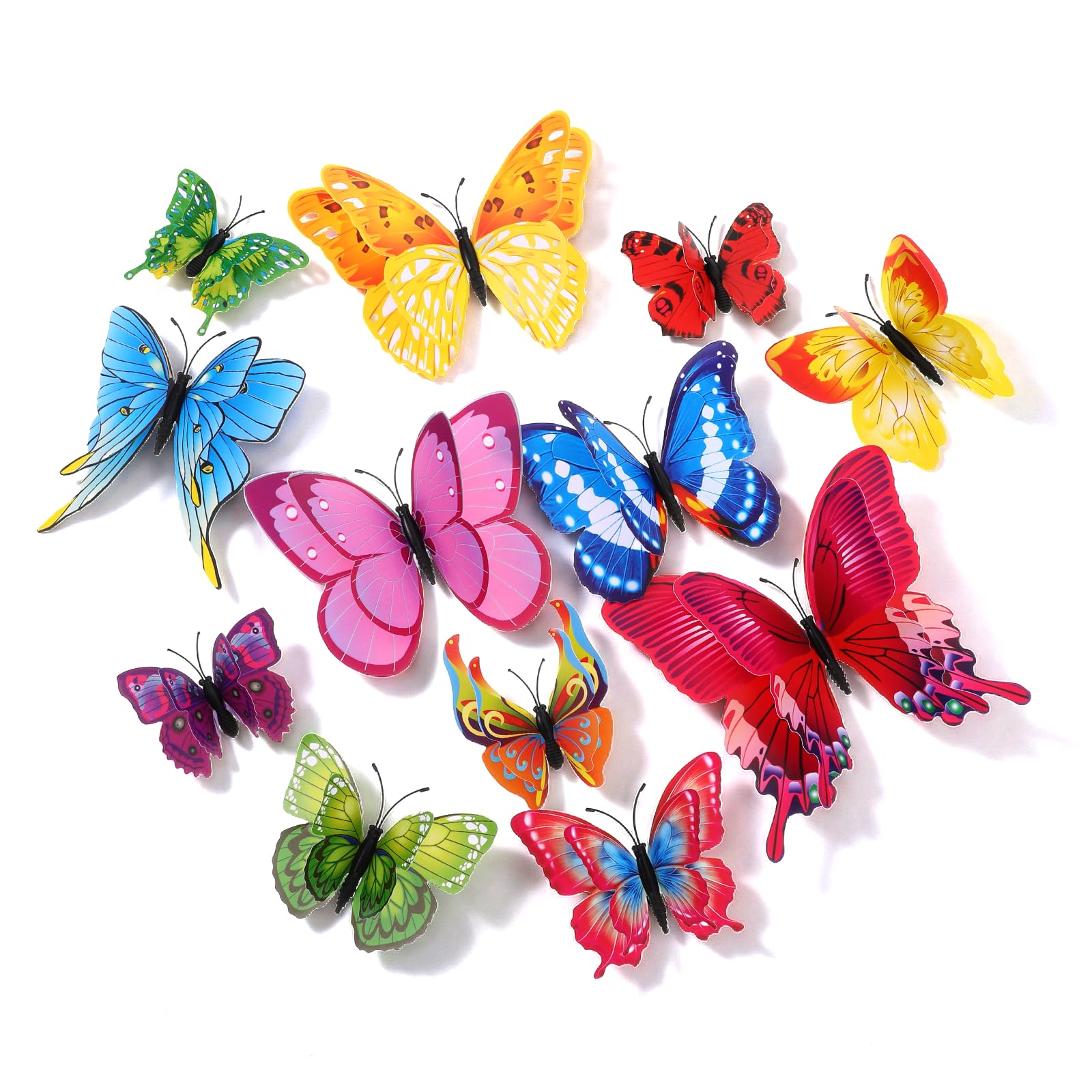 24 Stück Schmetterlings-Wanddeko-Sets, 3D Schmetterlings-Wandtattoos, deko schmetterlinge bunte Schmetterlingsaufkleber für die Heimdekoration, magnetische Schmetterlings-Wanddeko