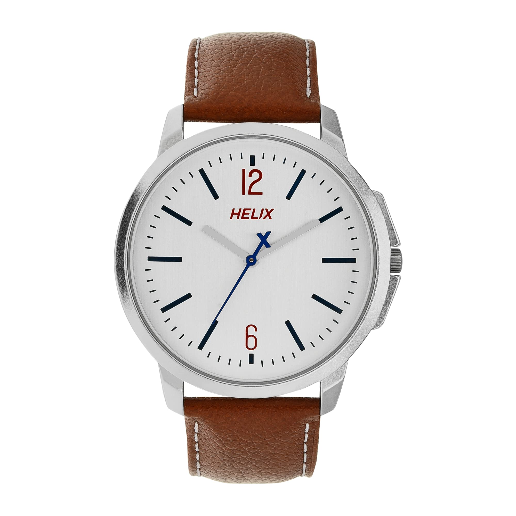 Helix by Timex Silver Round Analog Watches for Men | Quartz Movement Leather Strap Men Watches | Upto 30 m Water Resistance with Buckle Closure | Gift for Men TW027HG00 (B01N3KDI4I) Amazon Price History, Amazon Price Tracker