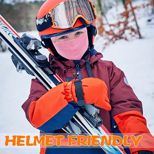 Miniatura 6 de Pasamontañas de forro polar para niños, máscara de esquí, calentador de cuello para niños y niñas, cubierta facial resistente al viento para clima