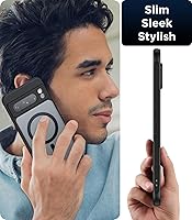 Vista 7 de Funda magnética para Google Pixel 8 Pro [compatible con MagSafe] delgada, translúcida mate, parte trasera dura y parachoques negro suave, cubierta a
