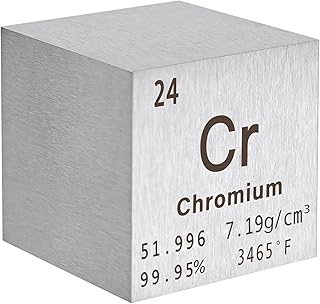 STPCTOU Chromium Cube Pure Metal High Density Cube Laser Engraved Cube for Element Collection Lab Material Periodic Table of Elements Collection DIY Teacher Science Creative Gift (Chromium, 1 Inch)