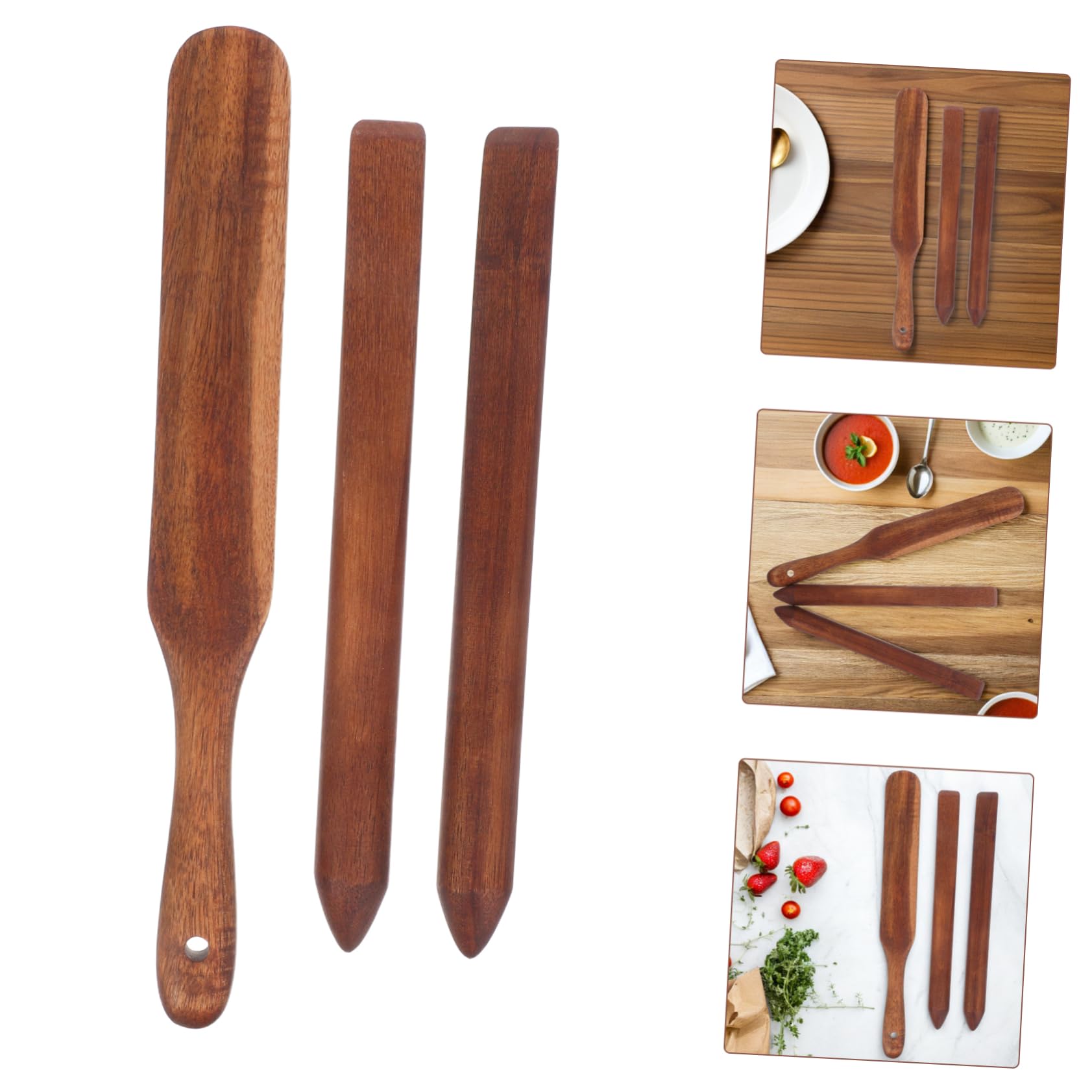 3piezas Varilla De Madera De Acacia Para Remover Masa Madre Herramienta De Cocina Para Hacer Pan Espátula De Madera Para Cocinar y Hornear Utensilio Para Masa