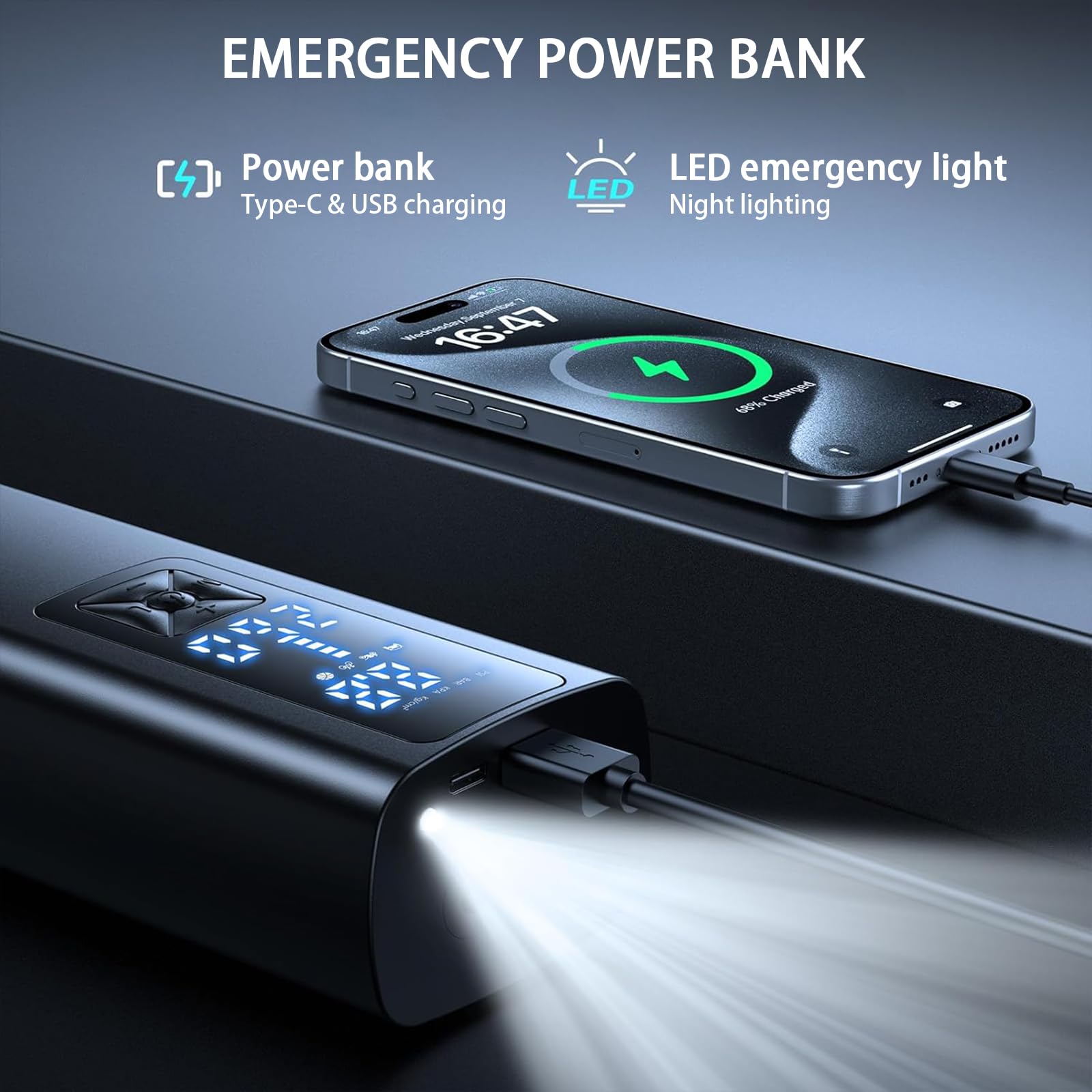 120W Pompa Di Aria Per Auto Senza Fili/cablato Elettrico Pneumatico Pompa Gonfia - Foto 6