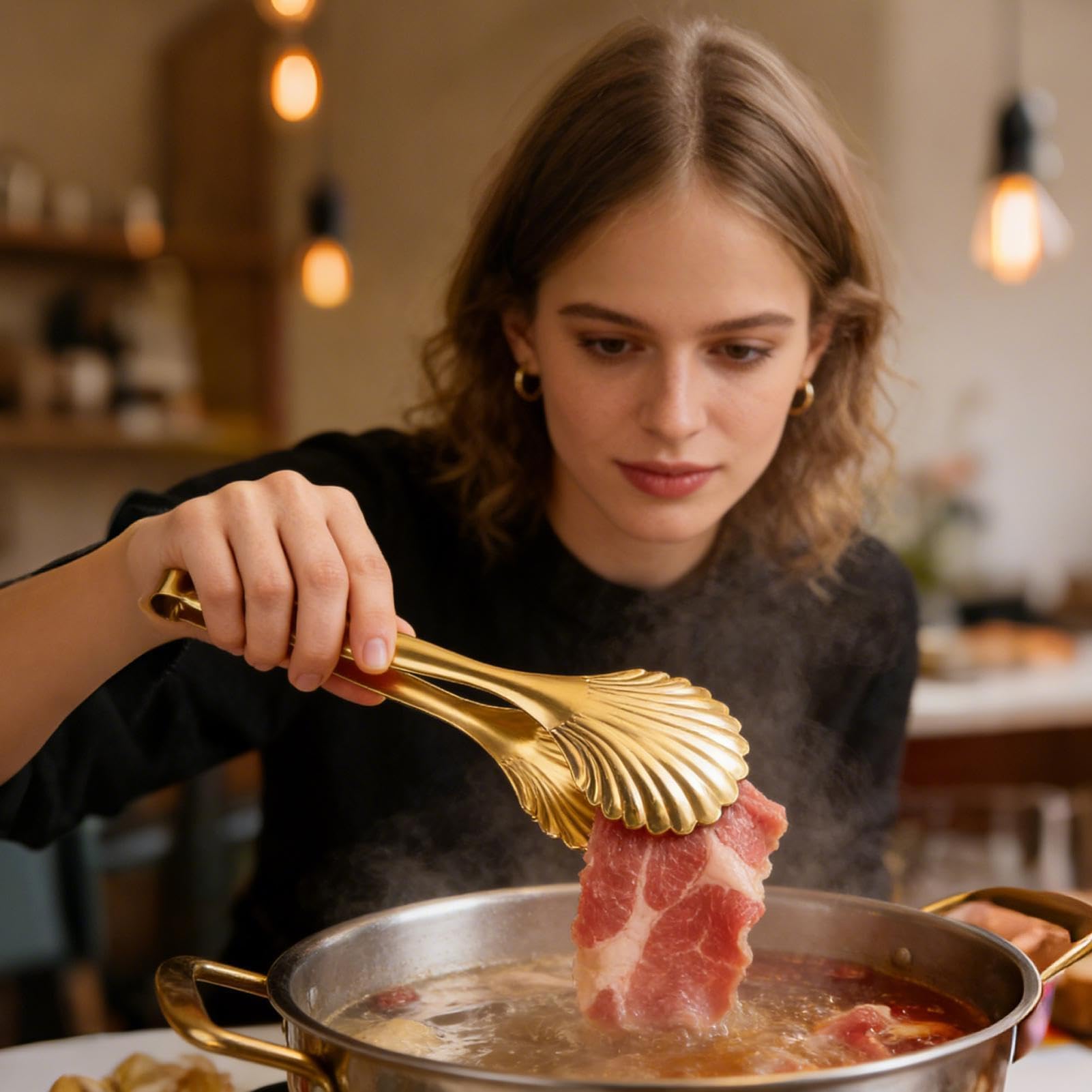 Pinzas para servir, pinzas de acero inoxidable para ensalada, bufé, barbacoa, restaurante, picnic y cocina del hogar, 9 pulgadas, utensilios duraderos y versátiles para servir en fiestas