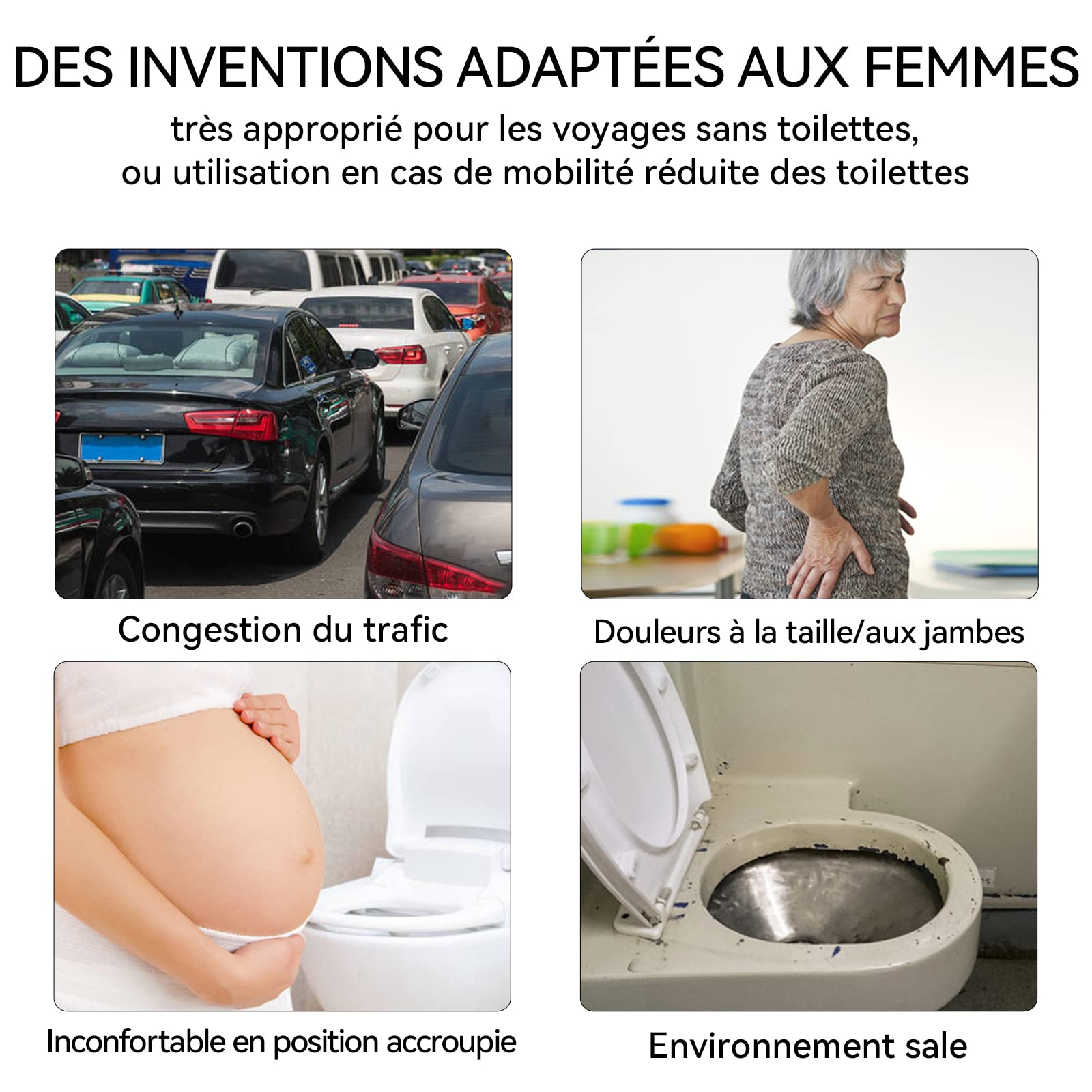 Sunany Urinoir Femme,Urinoir Femelle à Entonnoir en Silicone, Portable pour Pipi Debout Femme,Réutilisable Urinaux Toilette Féminine, pour en Plein air, Activités, Camping,Voyage(Noir)
