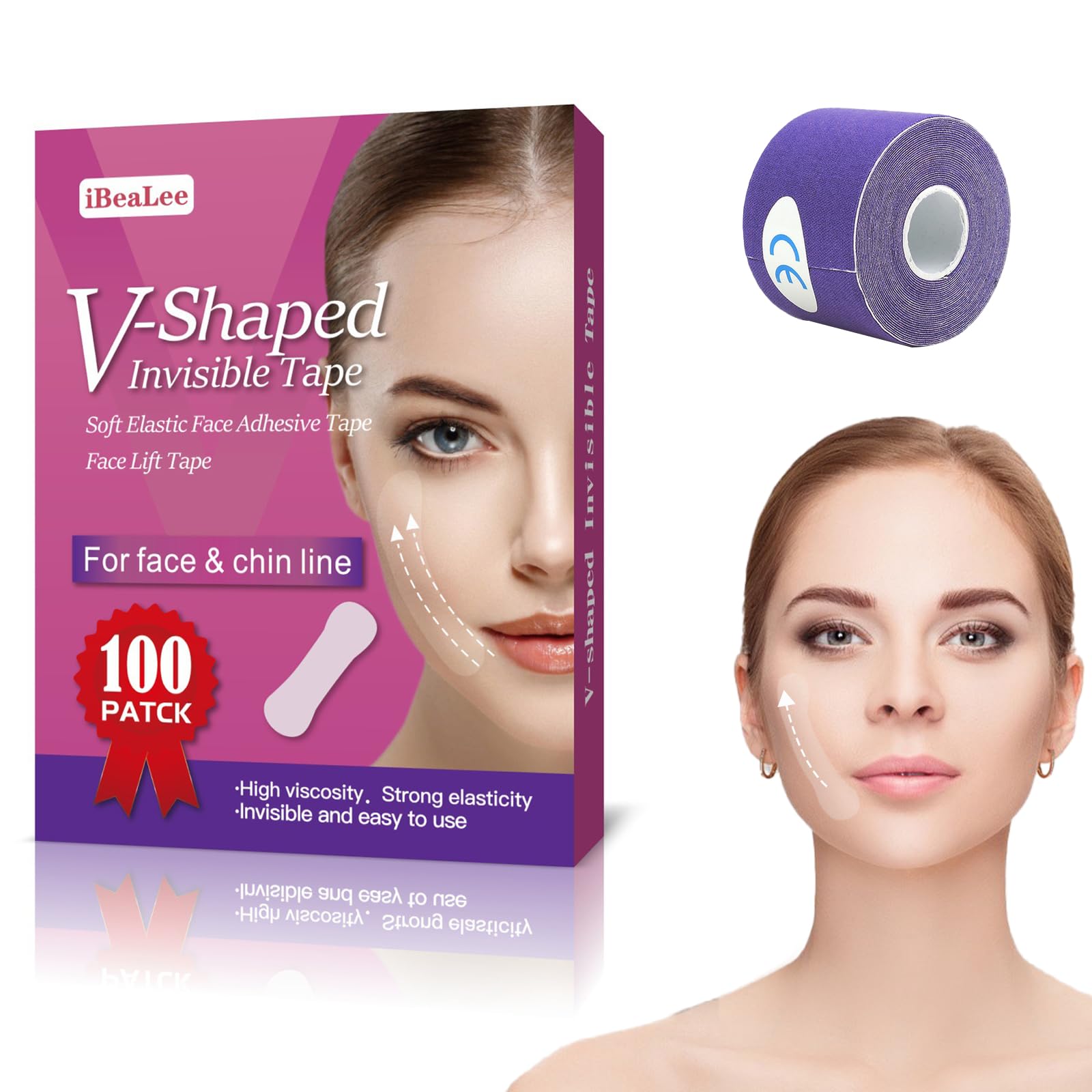 100 PCS Face Lift Tape Invisible, Face Tape Lift Waterproof