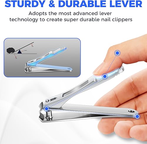 Miniatura 4 de DRMODE - Juego de 2 cortaúñas para uñas de los pies, tamaño grande y pequeño, 2 unidades profesionales de acero inoxidable, cortaúñas, cortaúñas