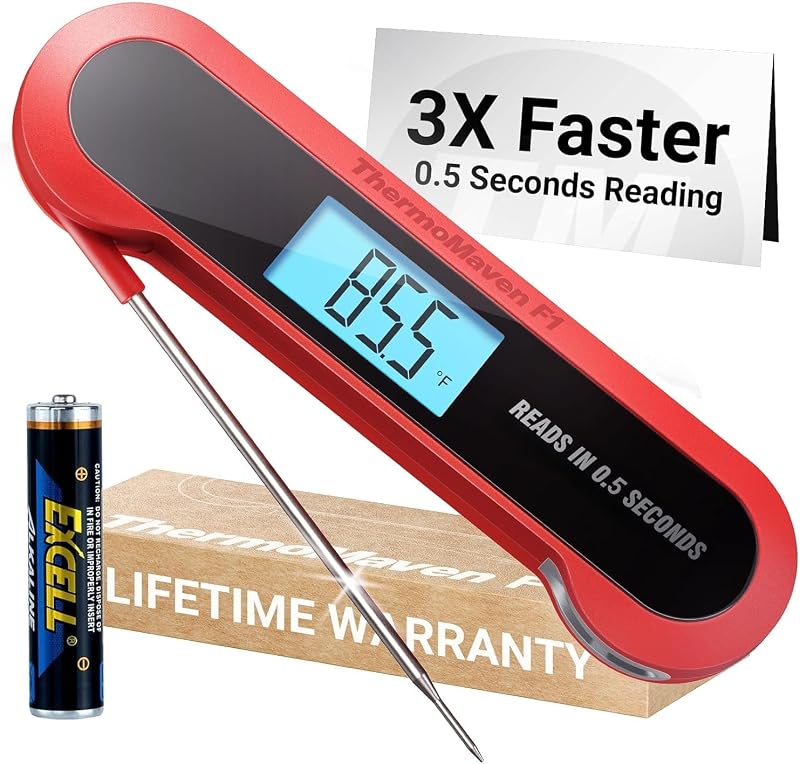 Professional 3X Faster 0.5sec Instant Read Meat Thermometer Digital, High Accuracy ±0.5°F, IP67 Waterproof, Auto Wake/Sleep & Rotate Display, NSF & NIST Certified, Backlight Fry Oil Candy Thermometer