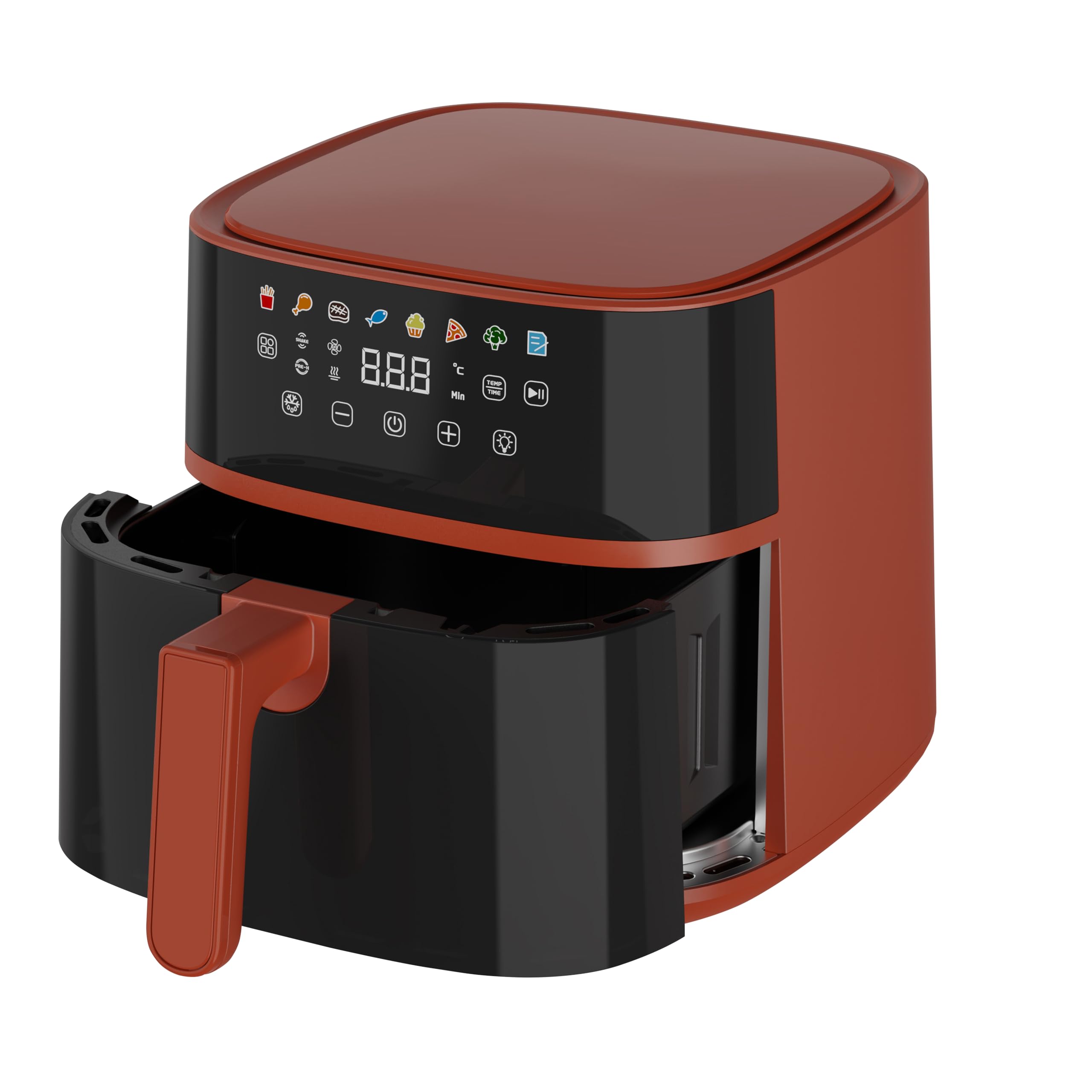 Tognana Iridea Luftfritteuse 6L, Doppelwiderstand, Digitalanzeige, Timer, 80-200°C, Fenster, 1700W, Apfelrot