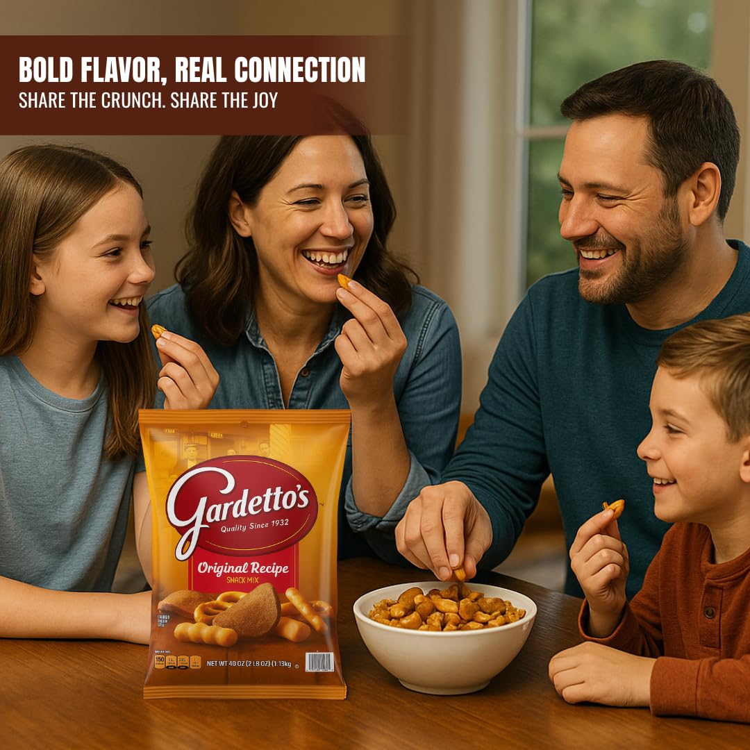 Gardetto's Original Recipe Snack Mix 40 OZ BIG Bag (2PACK) (80 OZ TOTAL), Crunchy Snack Mix, Perfect Party Snacks - Cholesterol Free and Trans-Fat Free (Original Recipe Snack Mix)