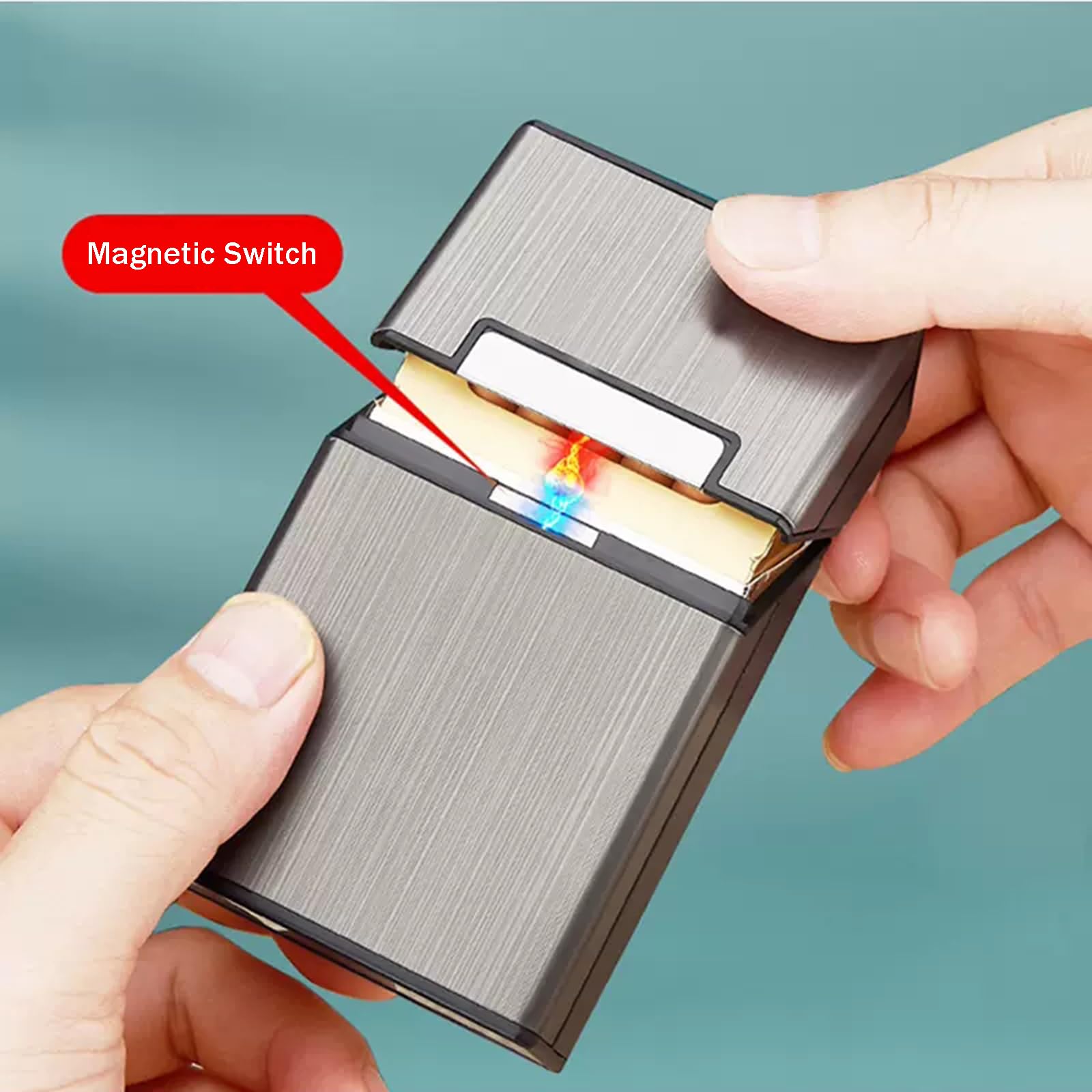 Portasigarette In Alluminio - 3 Pezzi Con Coperchio Magnetico, Grigio, Rosa Oro E Oro - Foto 5