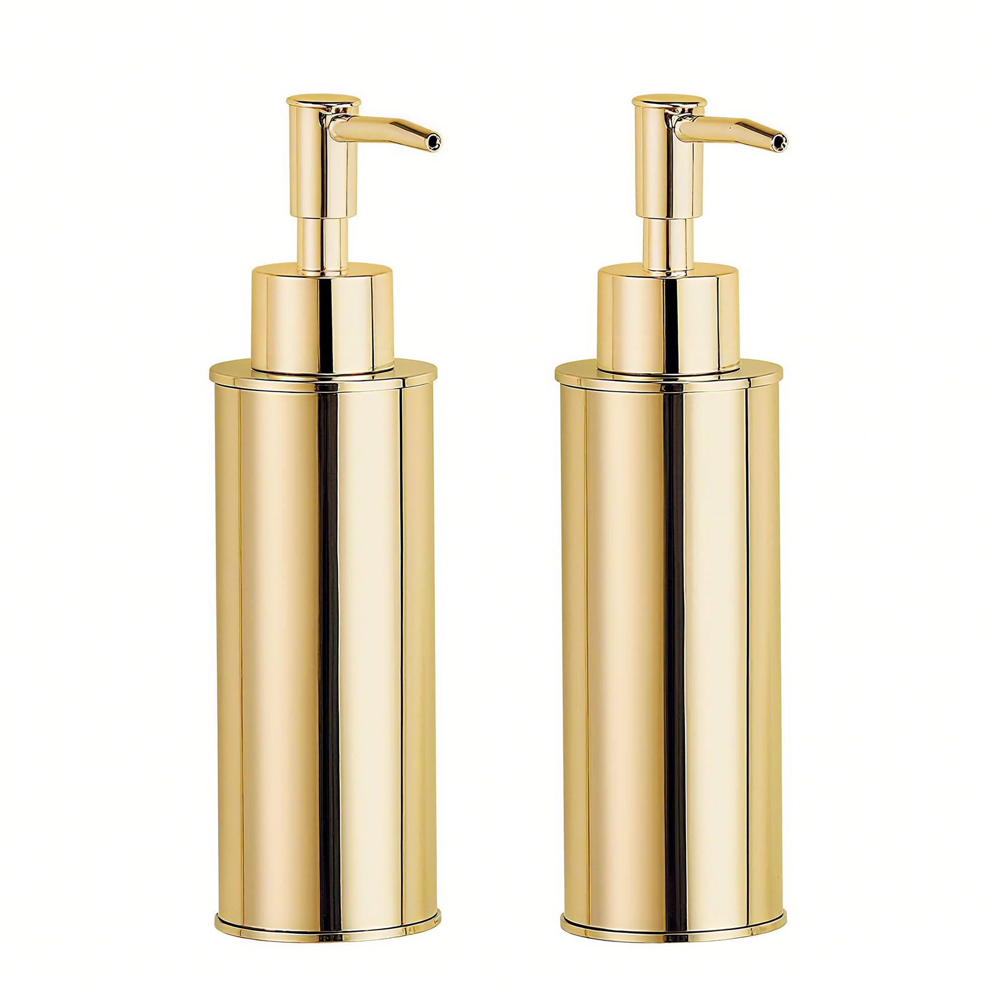 BGL Soap Dispenser 2 Pack, 304 Stainless Steel Refillable Liquid Soap Dispenser with Rust-Resistant Pump, Freestanding Hand Soap & Lotion Dispenser Set for Kitchen Bathroom Countertop, Gold