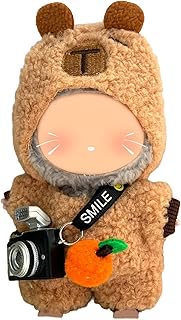3-Piece Knit and Plush Doll Outfit Set for 17cm Collectibles - Plush Bear Hoodie Set (Hoodie+Outfit+Camera) - No Doll Included