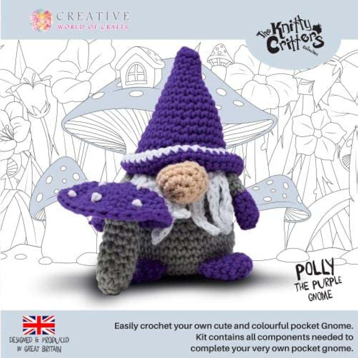 KNITTY CRITTERS - Pocket Gnome - Purple