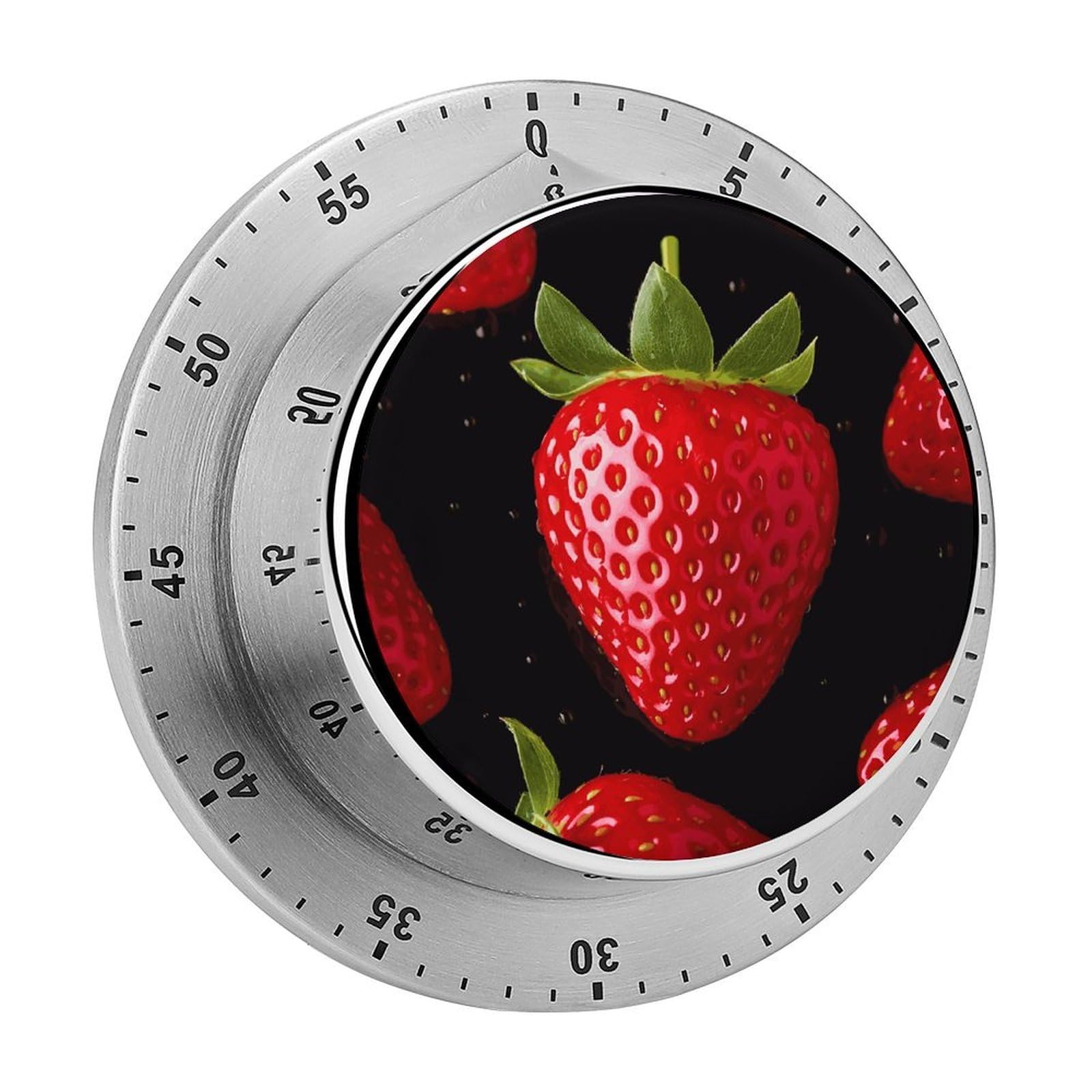 Strawberry Timer Loud Mechanical Timer Stainless Steel 60-Minute Kitchen Timers Waterproof Chef Cooking Timers Sport Countdown Clock Portable Countdown Alarm Adult