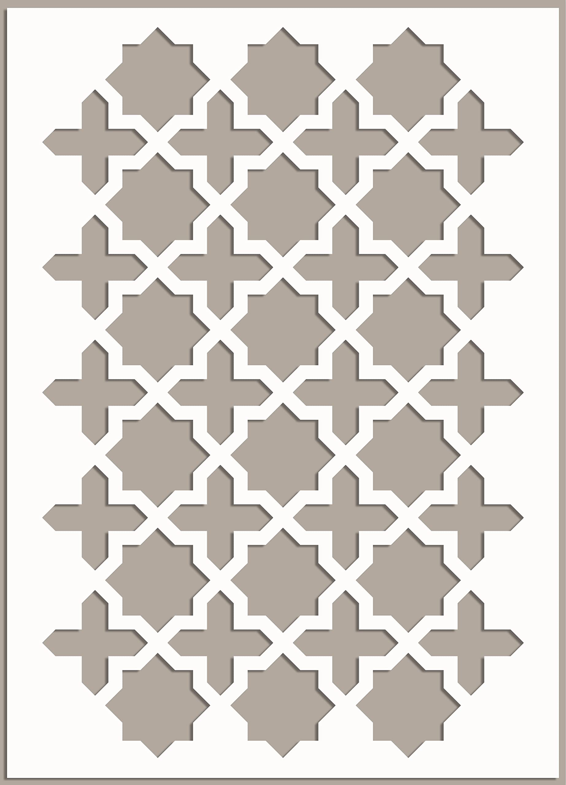 ED Laser Studio Amin Moroccan Stencil Moroccan Geometric Pattern Painting Furniture Walls Fabrics Canvas Wood Crafts Cake - Reusable Template TE202