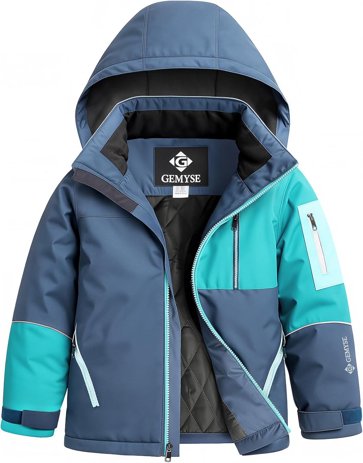 GEMYSE Boys Winter Coat Waterproof Windproof Boys Ski Snow Jacket with Hood Warm Kids Winter Jacket