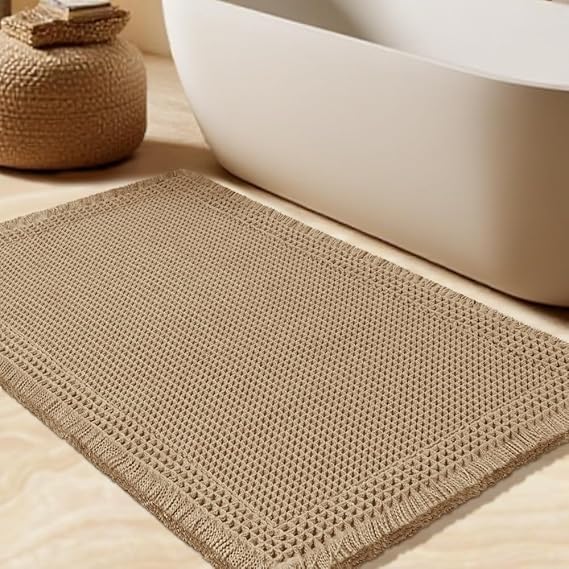 Amazon.com: Upgrade Waffle Bath Mat, Boho Bathroom Rugs Absorbent Non ...