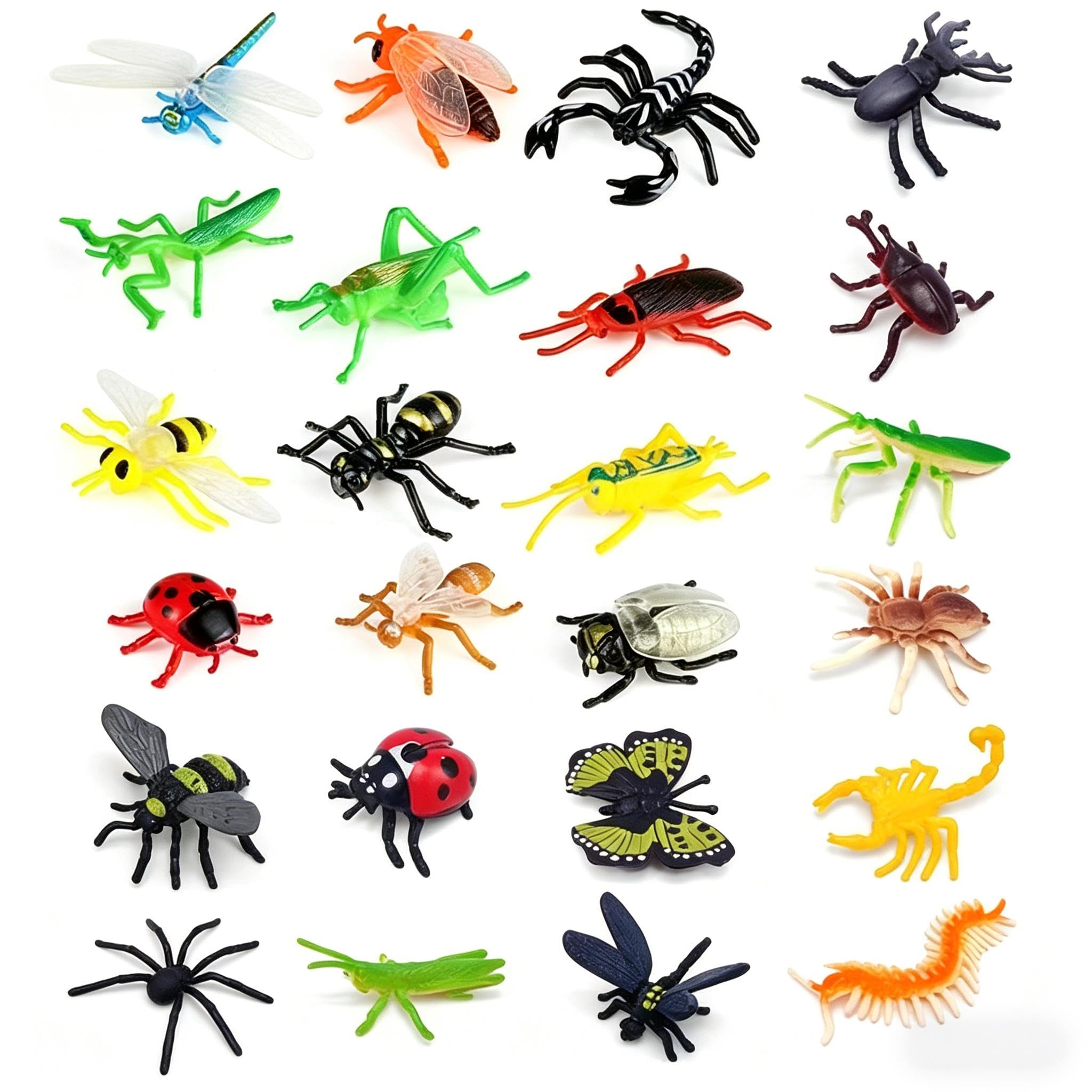 Comforso 24 Pcs Minibeasts for Kids, Insects and Mini Beasts for Kids Toy Set, Educational & Realistic Plastic & Soft Rubber Animal Figures for Small World Play, Science Learning, Party Favors