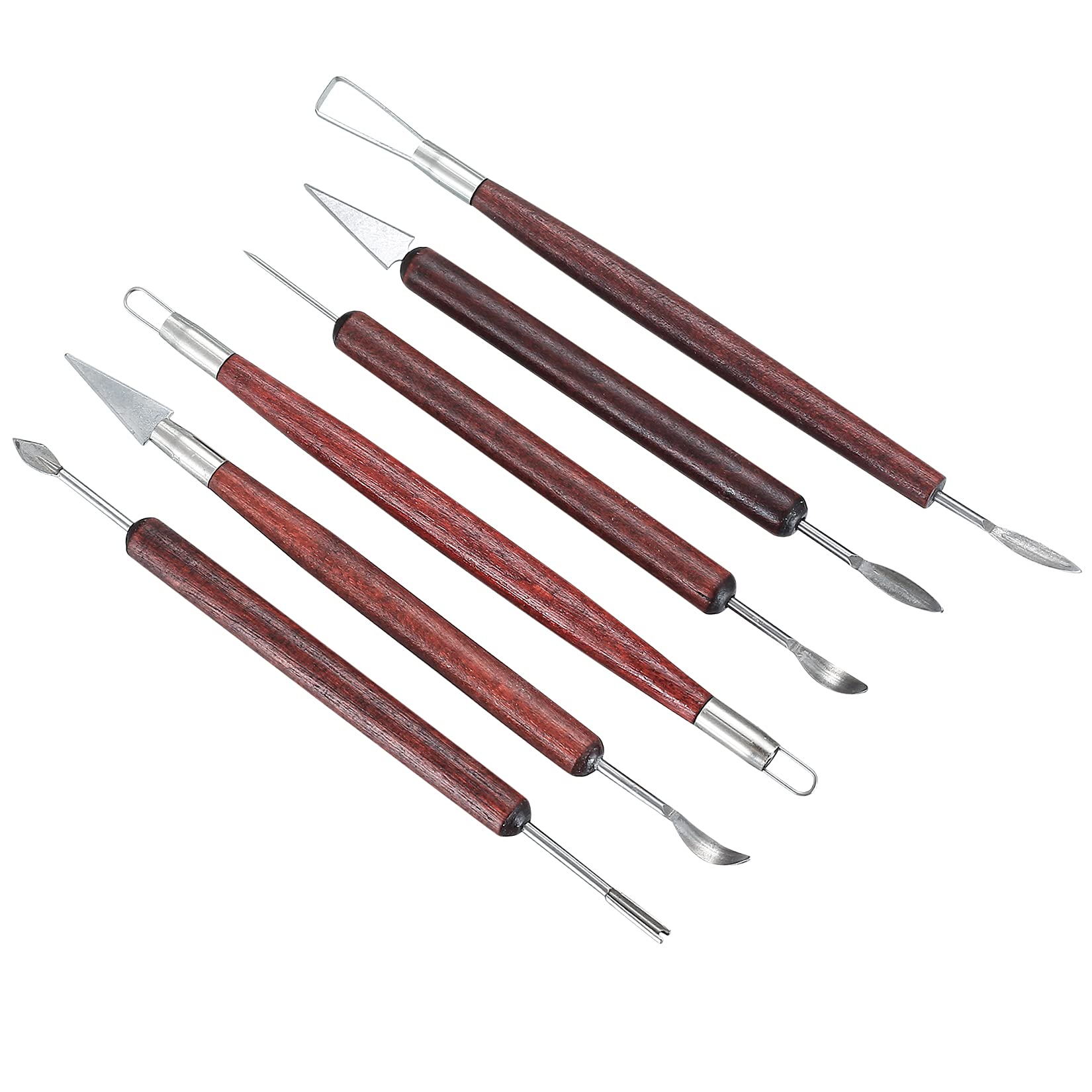 6 Pcs Clay Sculpting Tools, Polymer Clay Tools, Wax Carving Tools, Pottery Clay Modelling Tools Double-Ended Stainless Steel for Crafts, Sculpture, Modelling Clay, Polymer, Ceramic, Beginners